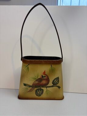 Vintage Dick Idol Cardinal Hand Painted Purse Handbag Folk Art Cottagecore Decor